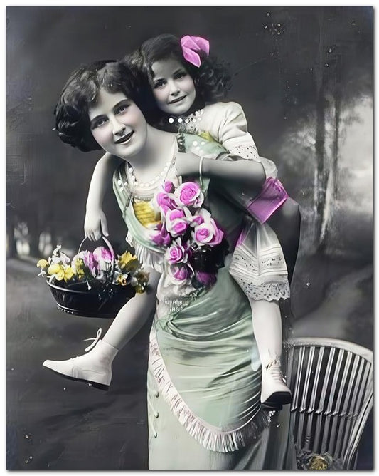 French Belle Epoque Fashion Lady And Girl Back 8x10 Photo Print 23052502934