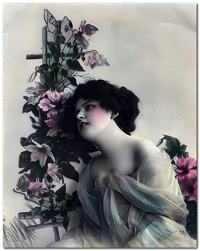 Belle Epoque Fashion Lady Flowers Trellis 8x10 Photo Print 23052502937