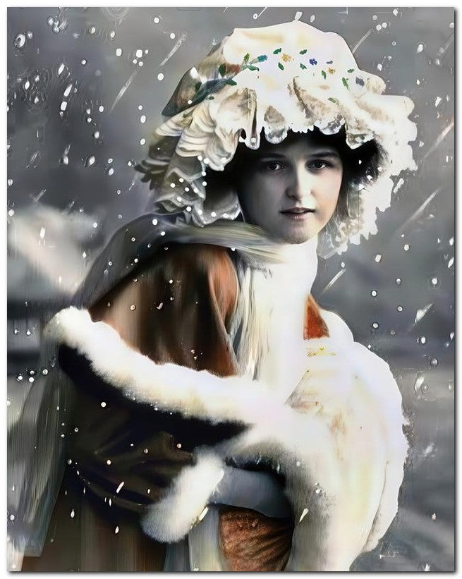 French Belle Epoque Fashion Snow Girl Yellow 8x10 Photo Print 23052502948
