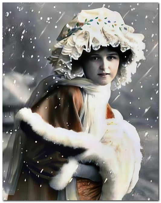 French Belle Epoque Fashion Snow Girl Yellow 8x10 Photo Print 23052502948